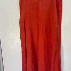 Elegant Rust Linen Women's Skirt